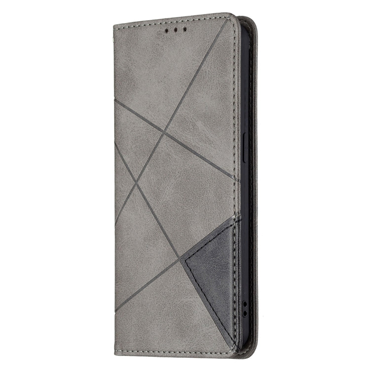 For OPPO Reno6 Rhombus Texture Horizontal Flip Magnetic Leather Case with Holder & Card Slots(Grey) - OPPO Cases by PMC Jewellery | Online Shopping South Africa | PMC Jewellery | Buy Now Pay Later Mobicred