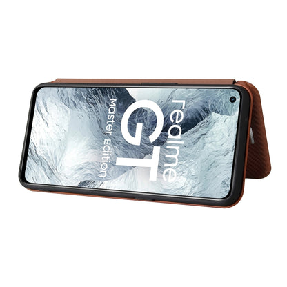 Carbon Fiber Texture Horizontal Flip TPU + PC + PU Leather Case with Card Slot For OPPO Realme GT Master(Brown) - Realme Cases by PMC Jewellery | Online Shopping South Africa | PMC Jewellery | Buy Now Pay Later Mobicred