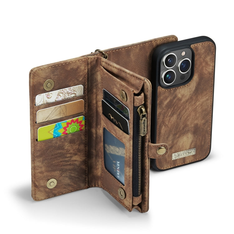 For iPhone 13 Pro CaseMe-008 Detachable Multifunctional Horizontal Flip Leather Case with Card Slot & Holder & Zipper Wallet & Photo Frame (Brown) - iPhone 13 Pro Cases by CaseMe | Online Shopping South Africa | PMC Jewellery | Buy Now Pay Later Mobicred