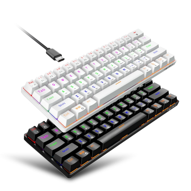 HXSJ L800 61 Keys Bluetooth 5.0 / 2.4G Wireless / Type-C Wired Three Modes Blue Shaft Mechanical Keyboard(White) - free shipping - PMC Jewellery - Order now!