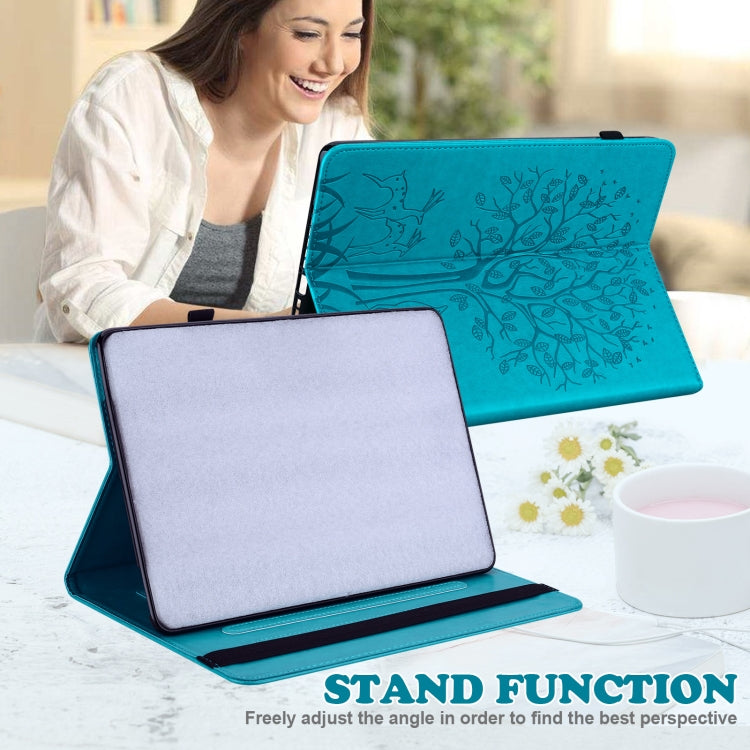 For Huawei MatePad 11 2021 Tree & Deer Pattern Pressed Printing Horizontal Flip PU Leather Case with Holder & Card Slots(Blue) - Huawei by PMC TechLife | Online Shopping South Africa | PMC TechLife | Buy Now Pay Later Mobicred