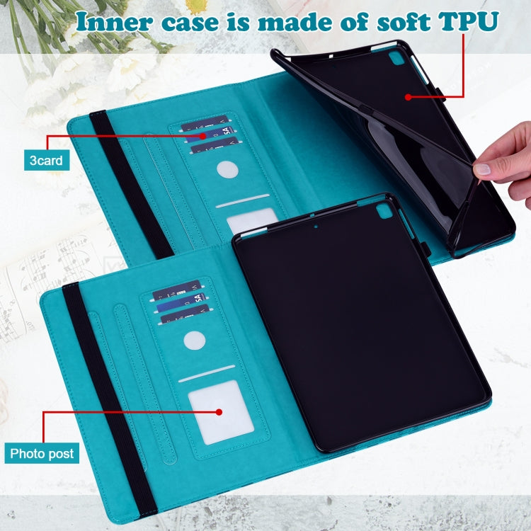 For Huawei MediaPad T5 Tree & Deer Pattern Pressed Printing Horizontal Flip PU Leather Case with Holder & Card Slots(Blue) - Huawei by PMC TechLife | Online Shopping South Africa | PMC TechLife | Buy Now Pay Later Mobicred