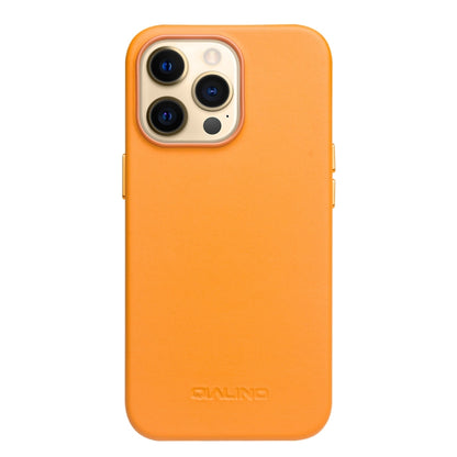 For iPhone 13 Pro Max QIALINO Nappa Cowhide MagSafe Magnetic Protective Case (Orange) - iPhone 13 Pro Max Cases by QIALINO | Online Shopping South Africa | PMC Jewellery | Buy Now Pay Later Mobicred