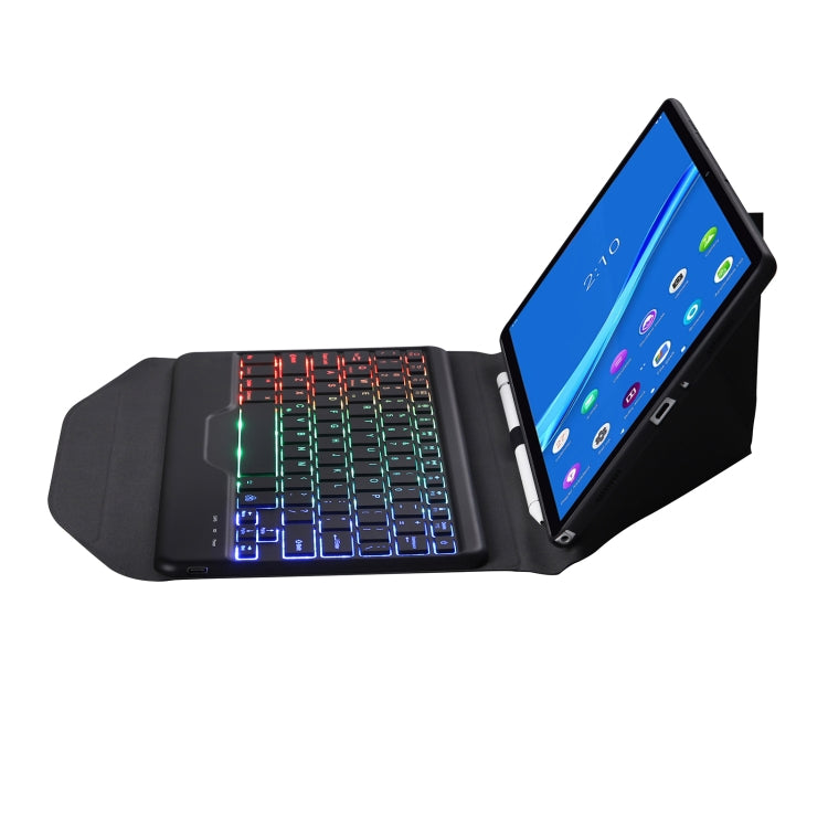 BM10S Backlight Edition Diamond Texture Detachable Bluetooth Keyboard Leather Tablet Case with Pen Slot & Triangular Back Support For Lenovo Smart Tab M10 HPD Plus TB-X606F 10.3 inch(Black) - free shipping - PMC TechLife - Order now!