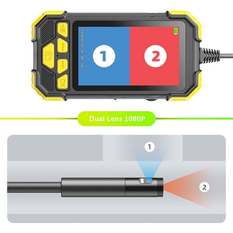 Y19 7.9mm Dual Lens Hand-held Hard-wire Endoscope with 4.3-inch IPS Color LCD Screen, Cable Length:5m(Yellow) -  by PMC Jewellery | Online Shopping South Africa | PMC Jewellery | Buy Now Pay Later Mobicred