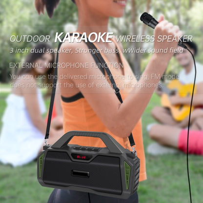 New Rixing NR-6011M Bluetooth 5.0 Portable Outdoor Karaoke Wireless Bluetooth Speaker with Microphone & Shoulder Strap(Black) - Desktop Speaker by NewRixing | Online Shopping South Africa | PMC Jewellery | Buy Now Pay Later Mobicred