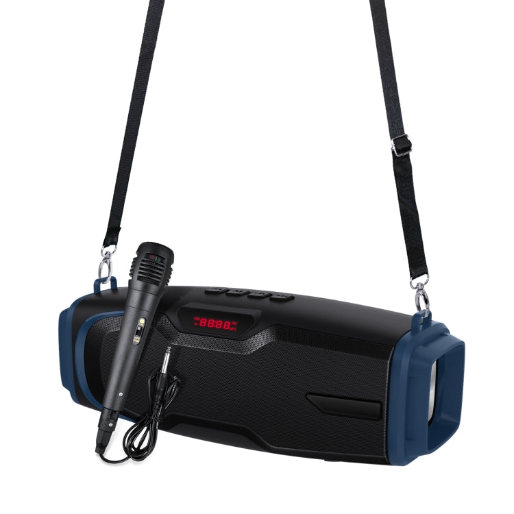 New Rixing NR-6012M Bluetooth 5.0 Portable Outdoor Karaoke Wireless Bluetooth Speaker with Microphone & Shoulder Strap(Blue) - Desktop Speaker by NewRixing | Online Shopping South Africa | PMC Jewellery | Buy Now Pay Later Mobicred