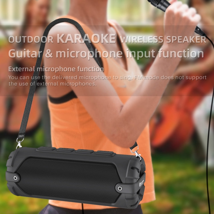 New Rixing NR-6013M Bluetooth 5.0 Portable Outdoor Karaoke Wireless Bluetooth Speaker with Microphone & Shoulder Strap(Black) - Desktop Speaker by NewRixing | Online Shopping South Africa | PMC Jewellery | Buy Now Pay Later Mobicred