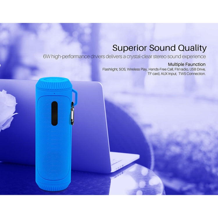 NewRixing NR-4016A TWS Outdoor Splashproof Bluetooth Speaker with Carabiner Handle & SOS Flashlight(Blue) - Desktop Speaker by NewRixing | Online Shopping South Africa | PMC Jewellery | Buy Now Pay Later Mobicred