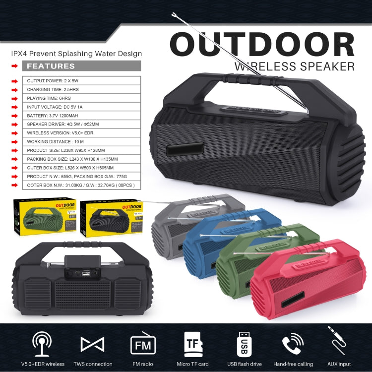 NewRixing NR-4025FM Outdoor Splash-proof Water Portable Bluetooth Speaker, Support Hands-free Call / TF Card / FM / U Disk(Black) - Desktop Speaker by NewRixing | Online Shopping South Africa | PMC Jewellery | Buy Now Pay Later Mobicred