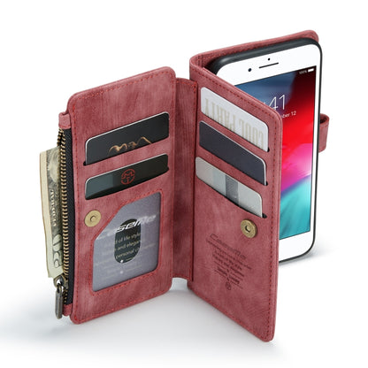 For iPhone SE 2022 / SE 2020 / 8 / 7 / 6 CaseMe-C30 PU + TPU Multifunctional Horizontal Flip Leather Case with Holder & Card Slot & Wallet & Zipper Pocke(Red) - iPhone SE 2022 / 2020 / 8 / 7 Cases by CaseMe | Online Shopping South Africa | PMC Jewellery | Buy Now Pay Later Mobicred