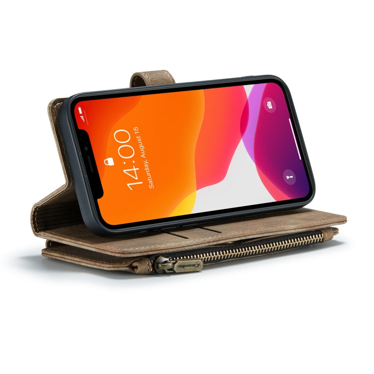 For iPhone 12 / 12 Pro CaseMe-C30 PU + TPU Multifunctional Horizontal Flip Leather Case with Holder & Card Slot & Wallet & Zipper Pocket(Brown) - iPhone 12 / 12 Pro Cases by CaseMe | Online Shopping South Africa | PMC Jewellery | Buy Now Pay Later Mobicred