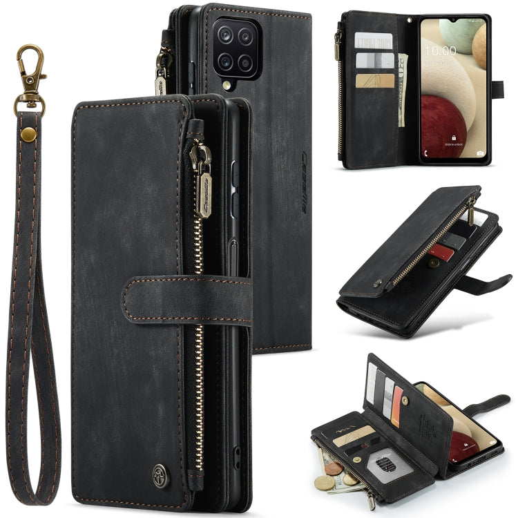 For Samsung Galaxy A12 CaseMe-C30 PU + TPU Multifunctional Horizontal Flip Leather Case with Holder & Card Slot & Wallet & Zipper Pocket(Black) - Galaxy Phone Cases by CaseMe | Online Shopping South Africa | PMC Jewellery | Buy Now Pay Later Mobicred