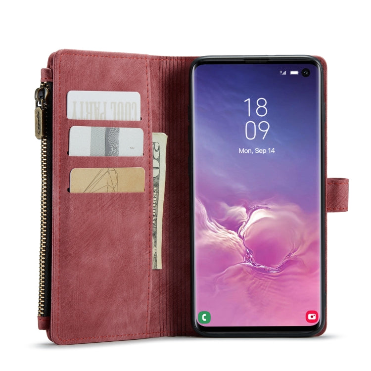 For Samsung Galaxy S10 CaseMe-C30 PU + TPU Multifunctional Horizontal Flip Leather Case with Holder & Card Slot & Wallet & Zipper Pocket(Red) - Galaxy Phone Cases by CaseMe | Online Shopping South Africa | PMC Jewellery | Buy Now Pay Later Mobicred