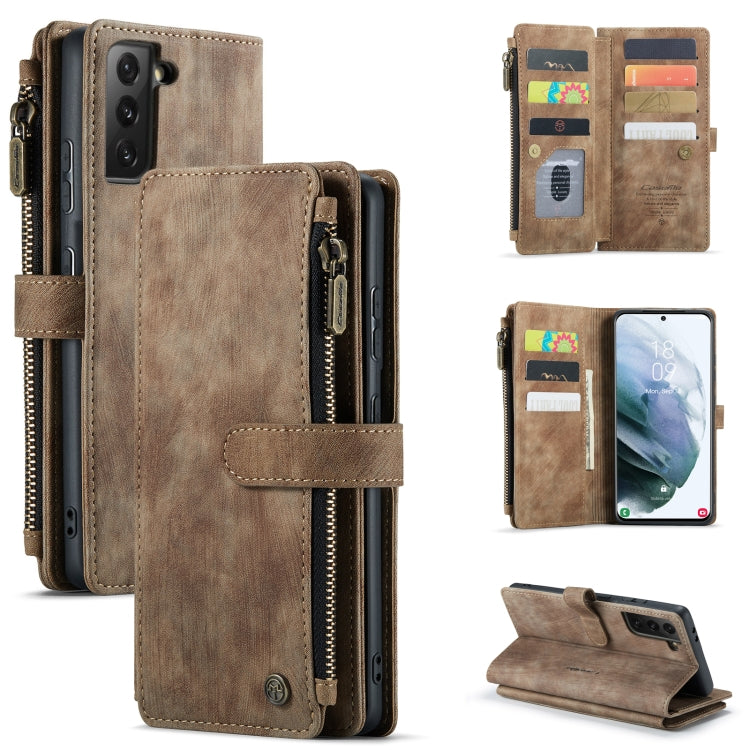 For Samsung Galaxy S21 5G CaseMe-C30 PU + TPU Multifunctional Horizontal Flip Leather Case with Holder & Card Slot & Wallet & Zipper Pocket(Brown) - Galaxy S21 5G Cases by CaseMe | Online Shopping South Africa | PMC Jewellery | Buy Now Pay Later Mobicred