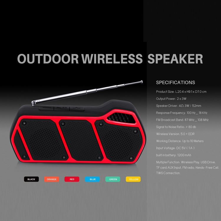 NewRixing NR-5011fm Outdoor Portable Bluetooth Speakerr, Support Hands-free Call / TF Card / FM / U Disk(Green) - Desktop Speaker by NewRixing | Online Shopping South Africa | PMC Jewellery | Buy Now Pay Later Mobicred