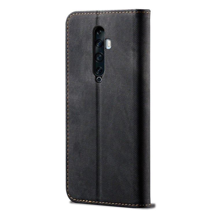 For OPPO Reno 2 Denim Texture Casual Style Horizontal Flip Leather Case with Holder & Card Slots & Wallet(Black) - OPPO Cases by PMC Jewellery | Online Shopping South Africa | PMC Jewellery | Buy Now Pay Later Mobicred
