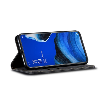 For OPPO Reno 2 Denim Texture Casual Style Horizontal Flip Leather Case with Holder & Card Slots & Wallet(Black) - OPPO Cases by PMC Jewellery | Online Shopping South Africa | PMC Jewellery | Buy Now Pay Later Mobicred