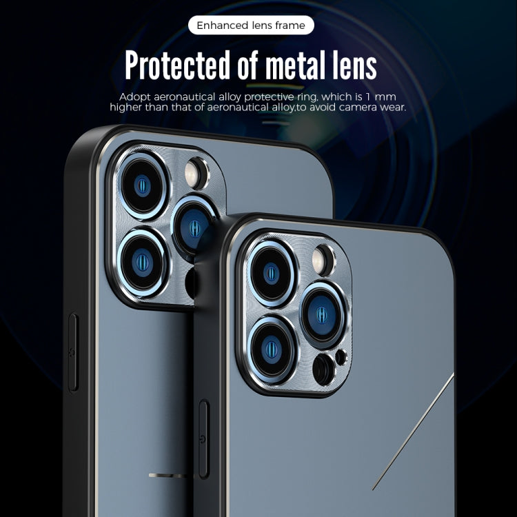 For iPhone 13 R-JUST RJ-52 3-Line Style Metal TPU Shockproof Protective Case(Black) - iPhone 13 Cases by R-JUST | Online Shopping South Africa | PMC Jewellery