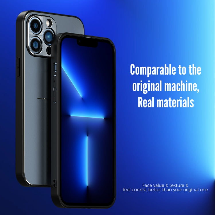 For iPhone 12 Pro R-JUST RJ-52 3-Line Style Metal TPU Shockproof Protective Case(Blue) - iPhone 12 / 12 Pro Cases by R-JUST | Online Shopping South Africa | PMC Jewellery