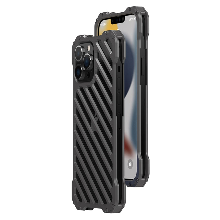 For iPhone 13 Pro R-JUST RJ-50 Hollow Breathable Armor Metal Shockproof Protective Case(Silver Grey) - iPhone 13 Pro Cases by R-JUST | Online Shopping South Africa | PMC TechLife | Buy Now Pay Later Mobicred