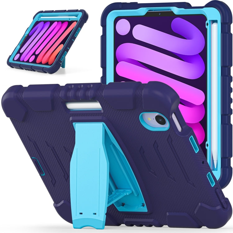 For iPad mini 6 3-Layer Protection Screen Frame + PC + Silicone Shockproof Combination Tablet Case with Holder(NavyBlue+Blue) - iPad mini 6 Cases by PMC Jewellery | Online Shopping South Africa | PMC Jewellery | Buy Now Pay Later Mobicred