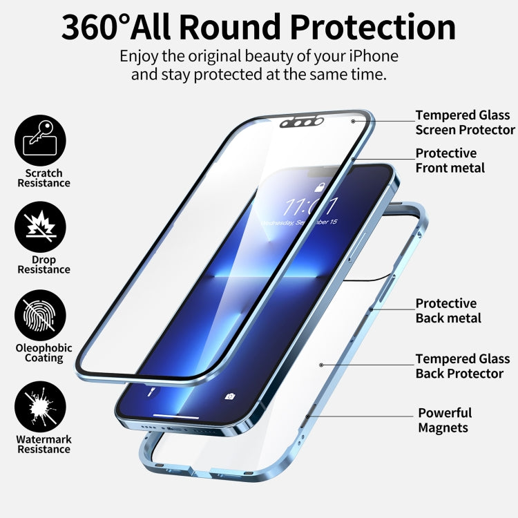 For iPhone 13 HD Magnetic Metal Frame Double-sided Tempered Glass Phone Case(Red) - iPhone 13 Cases by PMC TechLife | Online Shopping South Africa | PMC TechLife