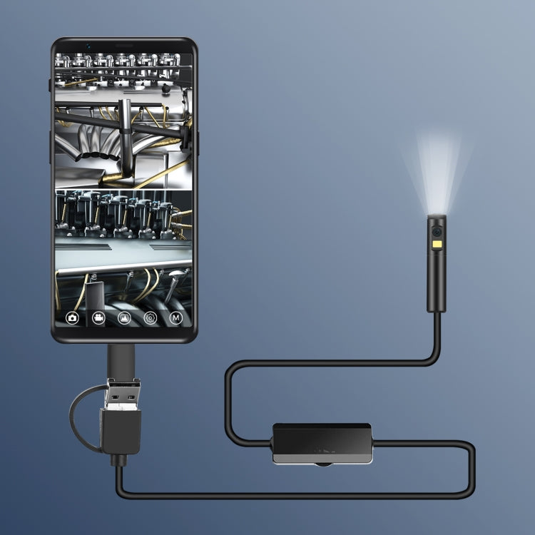 AN100 3 in 1 IP68 Waterproof USB-C / Type-C + Micro USB + USB Dual Cameras Industrial Digital Endoscope with 9 LEDs, Support Android System, Lens Diameter: 8mm, Length:1m Hard Cable -  by PMC Jewellery | Online Shopping South Africa | PMC Jewellery | Buy Now Pay Later Mobicred