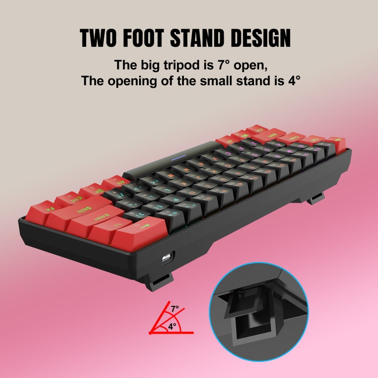 HXSJ V900 61 Keys Cool Lighting Effect Mechanical Wired Keyboard (Black Red) - free shipping - PMC Jewellery - Order now!