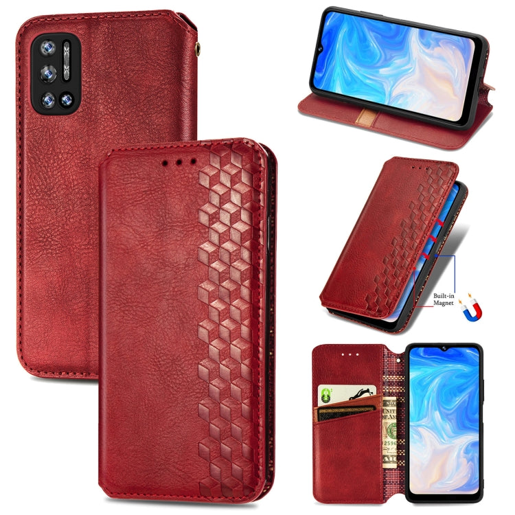 For Doogee N40 Pro Cubic Grid Pressed Horizontal Flip Magnetic Leather Case with Holder & Card Slots & Wallet(Red) - More Brand by PMC Jewellery | Online Shopping South Africa | PMC Jewellery | Buy Now Pay Later Mobicred