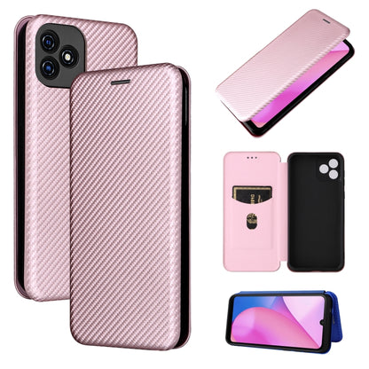 For Blackview Oscal C20 Carbon Fiber Texture Horizontal Flip Leather Phone Case with Card Slot(Pink) - More Brand by PMC Jewellery | Online Shopping South Africa | PMC Jewellery | Buy Now Pay Later Mobicred