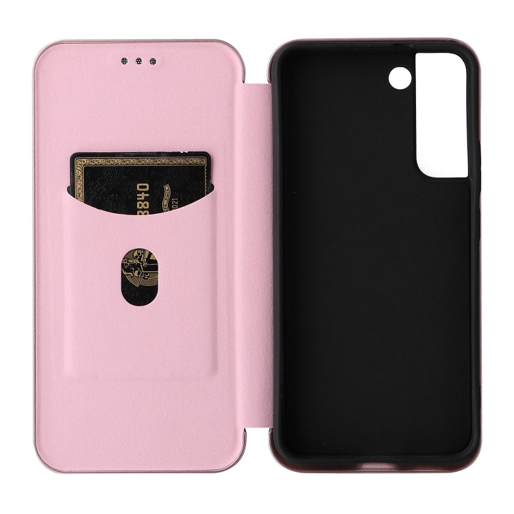 For Samsung Galaxy S22 Carbon Fiber Texture Horizontal Flip Leather Phone Case(Pink) - Galaxy S22 5G Cases by PMC TechLife | Online Shopping South Africa | PMC TechLife | Buy Now Pay Later Mobicred