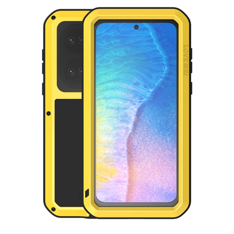 For Huawei P50 LOVE MEI Metal Shockproof Waterproof Dustproof Protective Phone Case with Glass(Yellow) - Huawei Cases by LOVE MEI | Online Shopping South Africa | PMC Jewellery