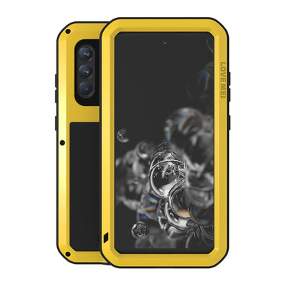 For Samsung Galaxy S21 FE LOVE MEI Metal Shockproof Waterproof Dustproof Protective Phone Case with Glass(Yellow) - Galaxy Phone Cases by LOVE MEI | Online Shopping South Africa | PMC Jewellery