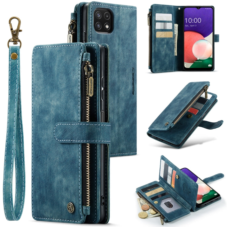 For Samsung Galaxy A22 5G CaseMe-C30 Multifunctional Horizontal Flip PU + TPU Phone Case(Blue) - Galaxy Phone Cases by CaseMe | Online Shopping South Africa | PMC Jewellery | Buy Now Pay Later Mobicred