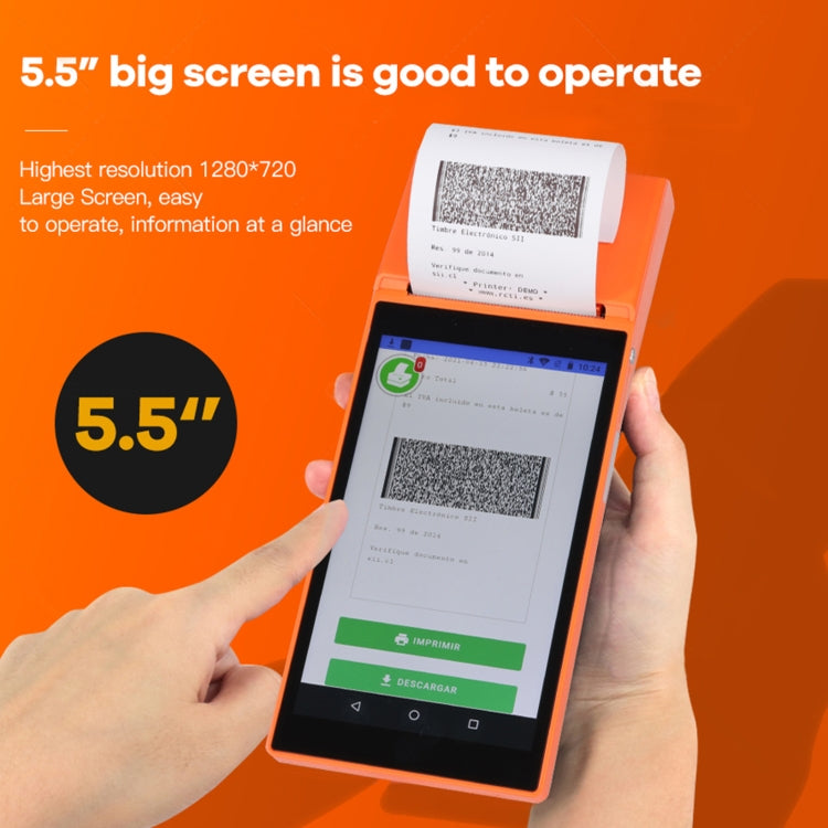 SGT-SP01 5.5 inch HD Screen Handheld POS Receipt Printer, Basic Version, AU Plug(Orange) - Receipt Printers by PMC Jewellery | Online Shopping South Africa | PMC Jewellery | Buy Now Pay Later Mobicred
