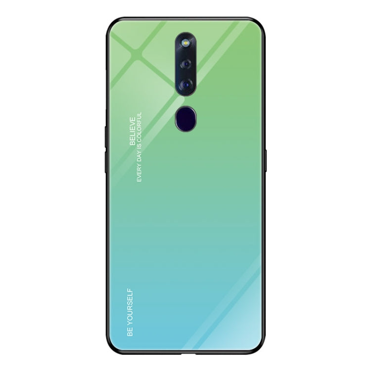 For OPPO F11 Pro Gradient Color Glass Case(Sky Blue) - OPPO Cases by PMC TechLife | Online Shopping South Africa | PMC TechLife | Buy Now Pay Later Mobicred