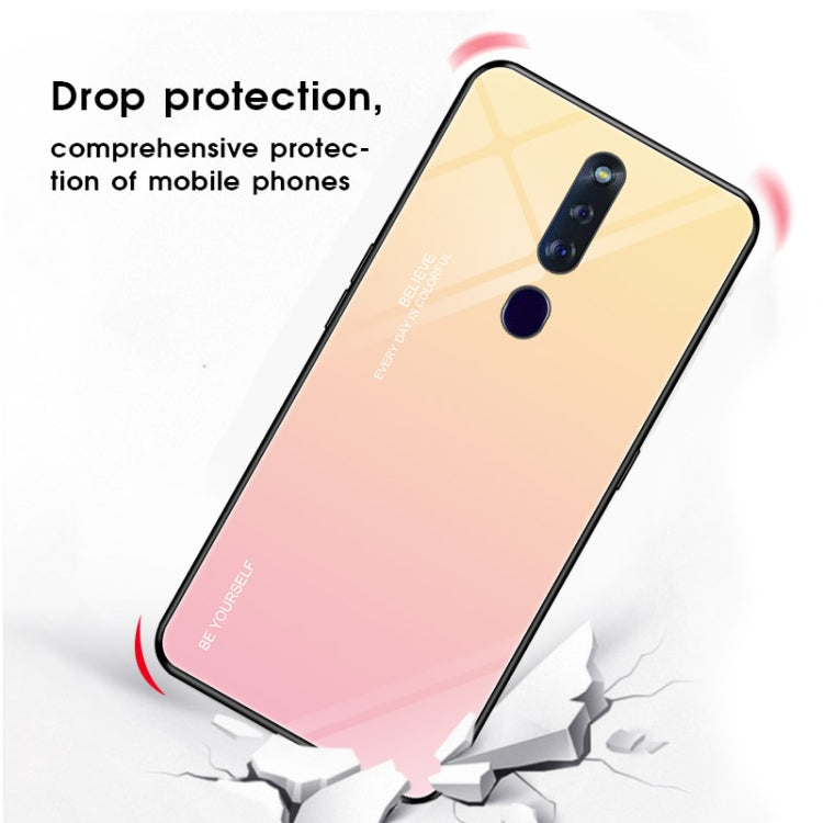 For OPPO F11 Pro Gradient Color Glass Case(Sky Blue) - OPPO Cases by PMC Jewellery | Online Shopping South Africa | PMC Jewellery | Buy Now Pay Later Mobicred