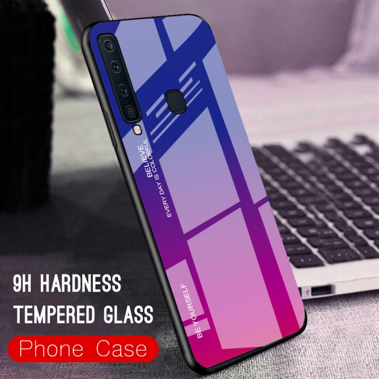 For Galaxy A9 (2018) Gradient Color Glass Case(Light Purple) - Galaxy Phone Cases by PMC Jewellery | Online Shopping South Africa | PMC Jewellery