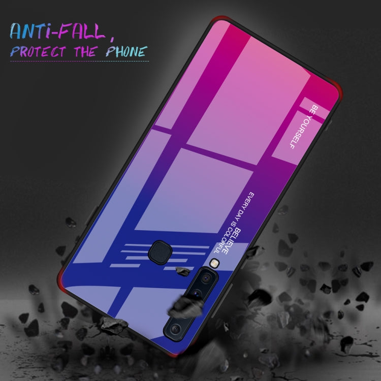 For Galaxy A9 (2018) Gradient Color Glass Case(Light Purple) - Galaxy Phone Cases by PMC Jewellery | Online Shopping South Africa | PMC Jewellery