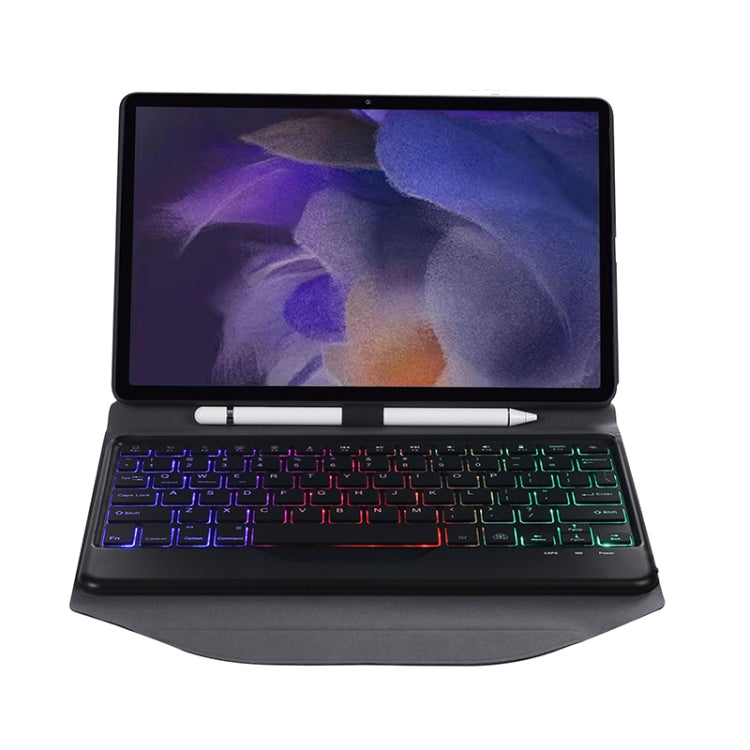 BA08S Backlight Diamond Texture Bluetooth Keyboard Leather Case with Triangle Back Support For Samsung Galaxy Tab A8 2021 SM-X205 / SM-X200(Black + Black) - Samsung Keyboard by PMC TechLife | Online Shopping South Africa | PMC TechLife