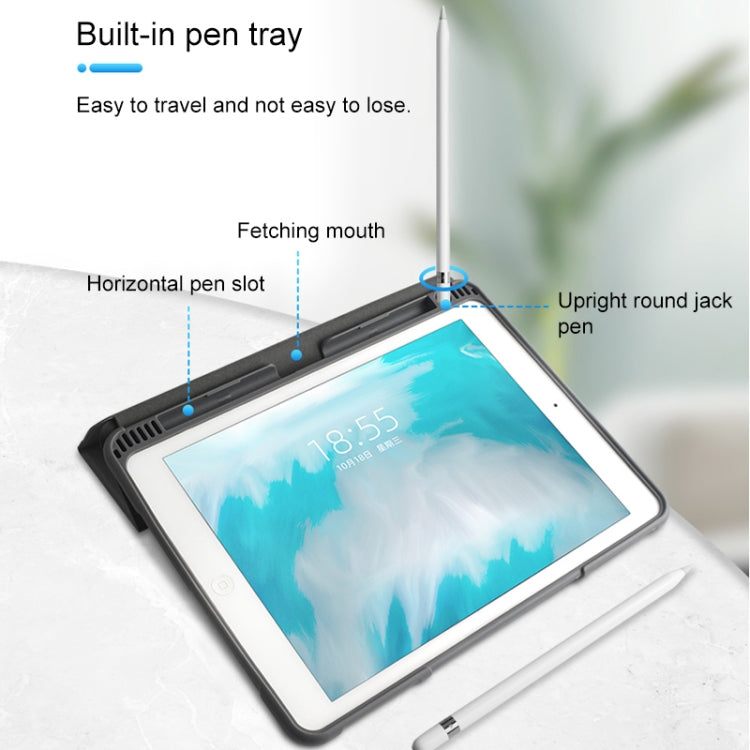 For iPad 10.2 Mutural Horizontal Flip PC + TPU + PU Leather Case with Holder & Pen Slot(Blue) - free shipping - PMC TechLife - Order now!