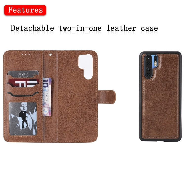 For Huawei P30 Pro Solid Color Horizontal Flip Protective Case with Holder & Card Slots & Wallet & Photo Frame & Lanyard(Brown) - Huawei Cases by PMC TechLife | Online Shopping South Africa | PMC TechLife