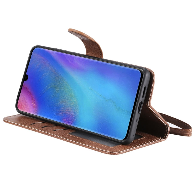 For Huawei P30 Pro Solid Color Horizontal Flip Protective Case with Holder & Card Slots & Wallet & Photo Frame & Lanyard(Brown) - Huawei Cases by PMC Jewellery | Online Shopping South Africa | PMC Jewellery