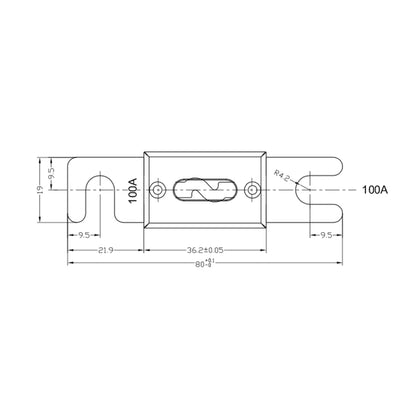 A6801 5 PCS 100A Gold-plated Large Forkbolt Car ANL Fuse - Fuse by PMC Jewellery | Online Shopping South Africa | PMC Jewellery | Buy Now Pay Later Mobicred