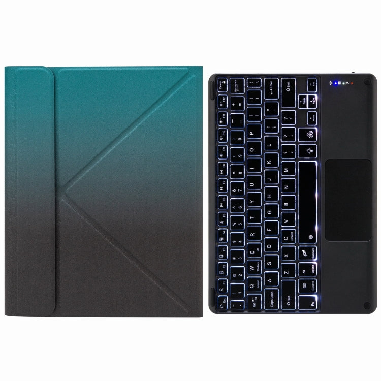 H-097CS Touch Backlight Bluetooth Keyboard Leather Case with Rear Three-fold Holder For iPad 9.7 2018 & 2017(Dark Night Green) - Universal by PMC TechLife | Online Shopping South Africa | PMC TechLife