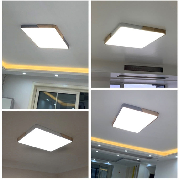 Wood Macaron LED Square Ceiling Lamp, 3-Colors Light, Size:60cm(Gold) - Celling Lights & Chandeliers by PMc TechLife | Online Shopping South Africa | PMc TechLife | Buy Now Pay Later Mobicred