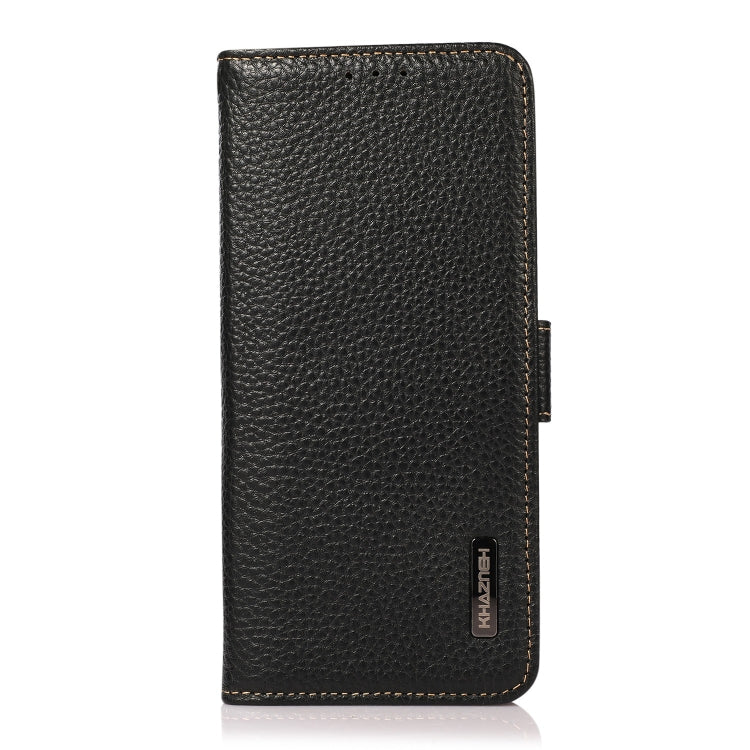 For Google Pixel 6 Pro KHAZNEH Side-Magnetic Litchi Genuine Leather RFID Case(Black) - Google Cases by PMC TechLife | Online Shopping South Africa | PMC TechLife | Buy Now Pay Later Mobicred