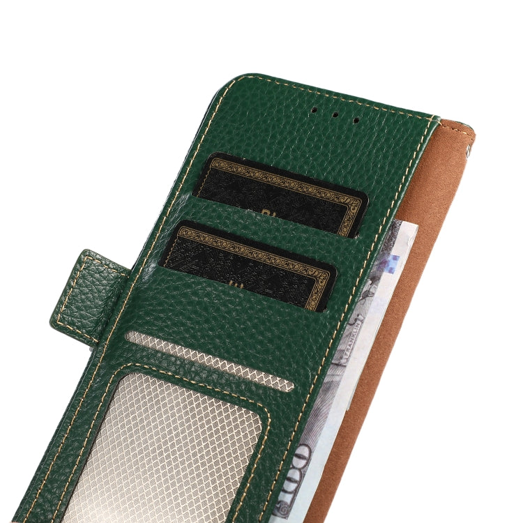 For OnePlus 9 KHAZNEH Side-Magnetic Litchi Genuine Leather RFID Phone Case(Green) - OnePlus Cases by PMC TechLife | Online Shopping South Africa | PMC TechLife | Buy Now Pay Later Mobicred