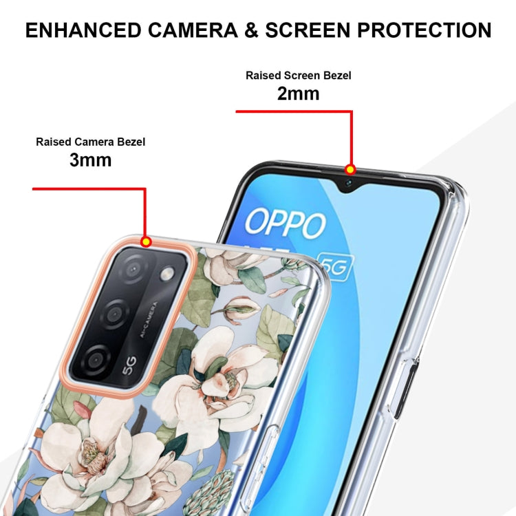 For OPPO A55 5G / A53S 5G / A54 4G / A16 / A54S 4G Flowers and Plants Series IMD TPU Phone Case(Green Gardenia) - OPPO Cases by PMC Jewellery | Online Shopping South Africa | PMC Jewellery | Buy Now Pay Later Mobicred